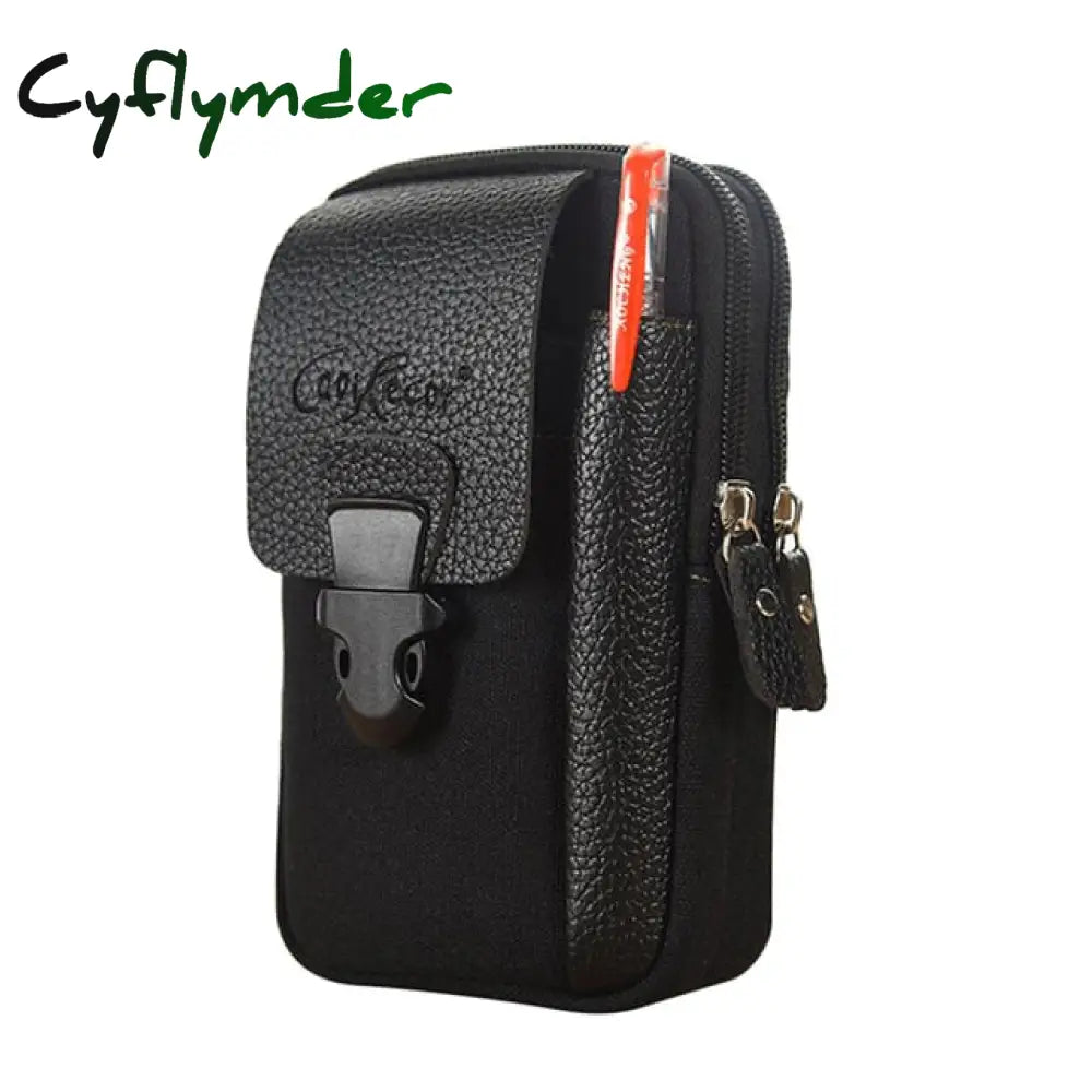 Cyflymder Male Casual Zipper Men Waist Bags Small Solid Color Card Holder 4 Inch Phone Packs Belt