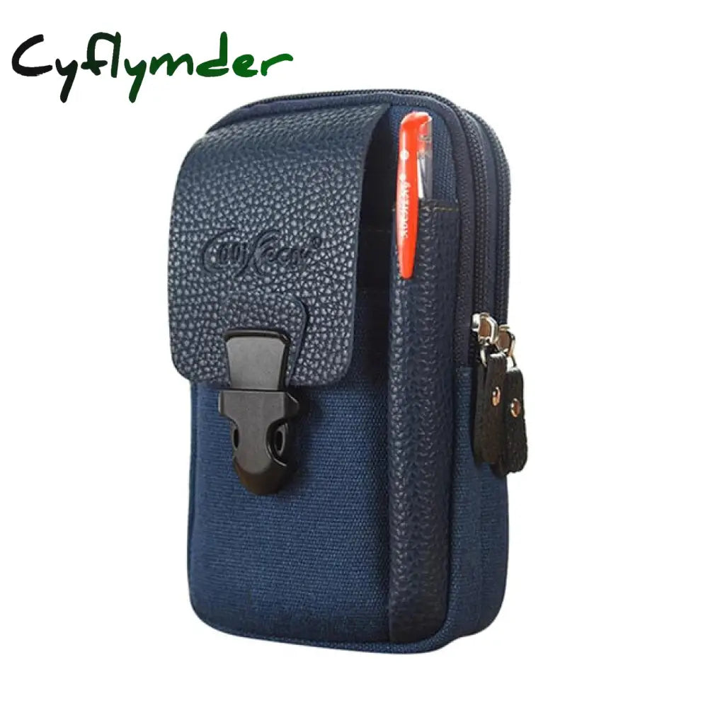 Cyflymder Male Casual Zipper Men Waist Bags Small Solid Color Card Holder 4 Inch Phone Packs Belt