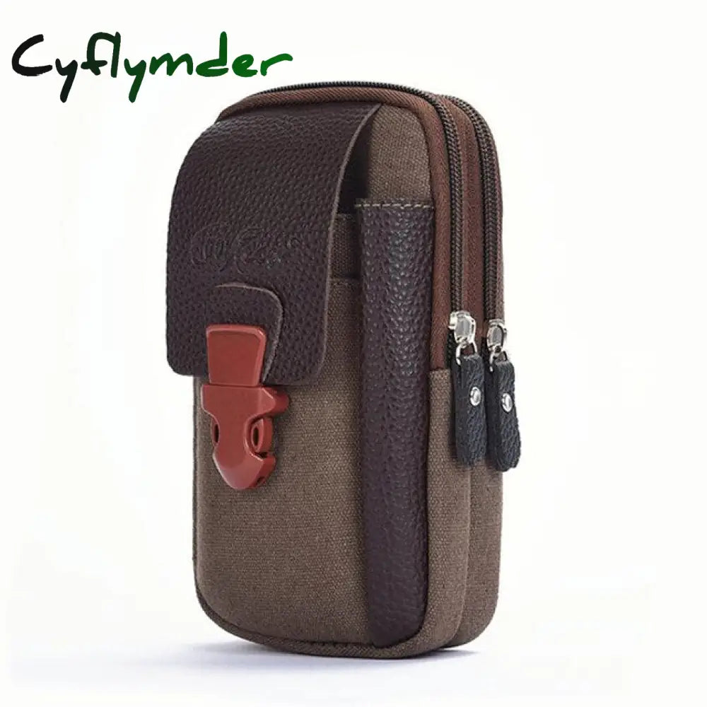 Cyflymder Male Casual Zipper Men Waist Bags Small Solid Color Card Holder 4 Inch Phone Packs Belt