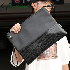 Cyflymder Male Envelope Bag Simple Alligator Crocodile Leather Business Clutch Shoulder Fashion Day