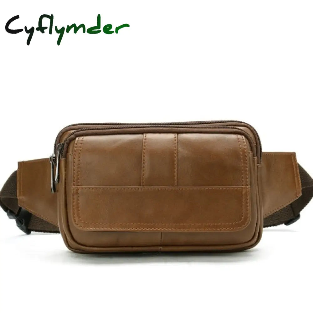 Cyflymder Male Fanny Pack Men’s Waist Bag Genuine Leather Belt Pouch Hip Bags Sport Phone Money
