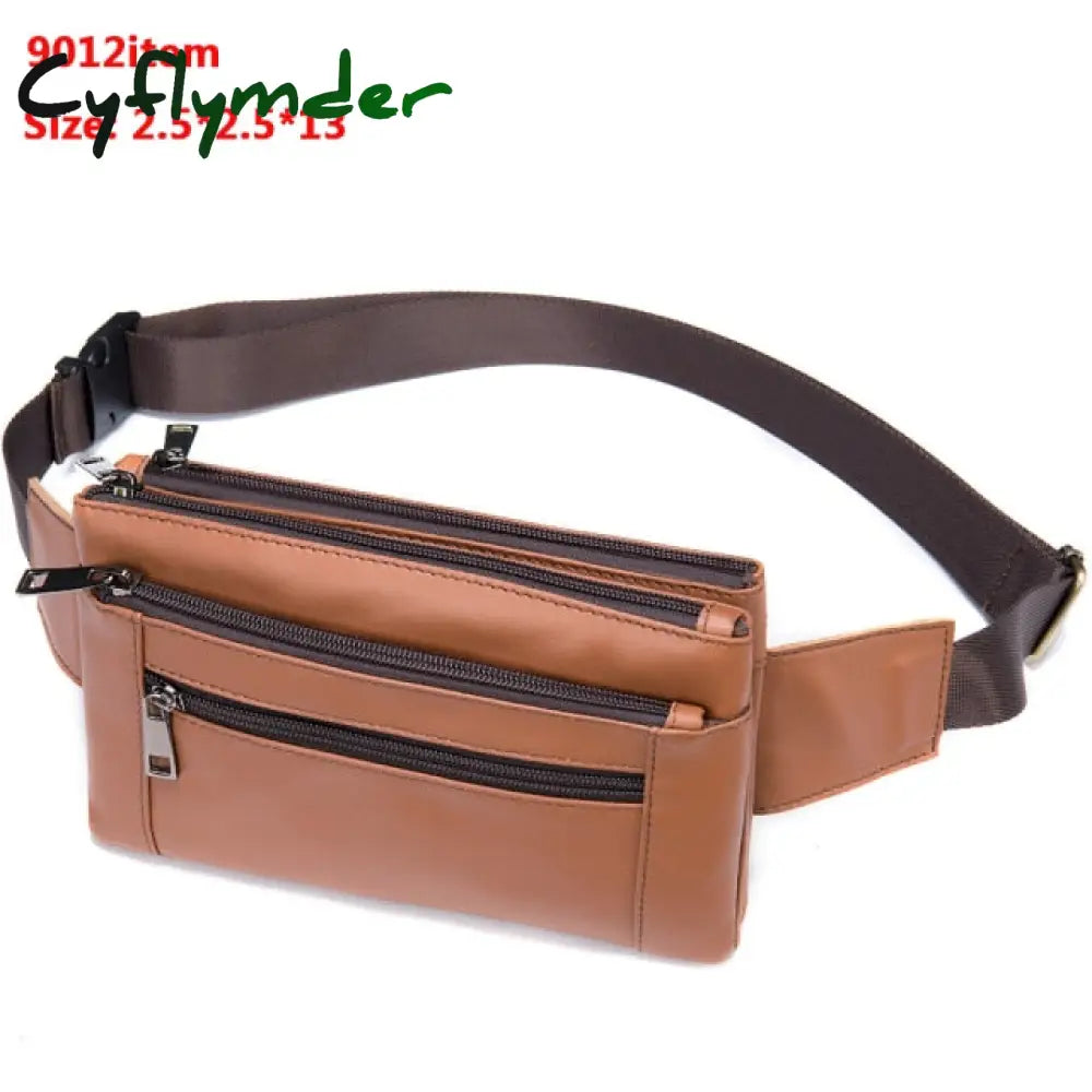 Cyflymder Male Fanny Pack Men’s Waist Bag Genuine Leather Belt Pouch Hip Bags Sport Phone Money