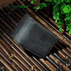 Cyflymder Male Genuine Leather Design Fashion Slim Wallet Front Pocket Money Clip Mini Bill Purse