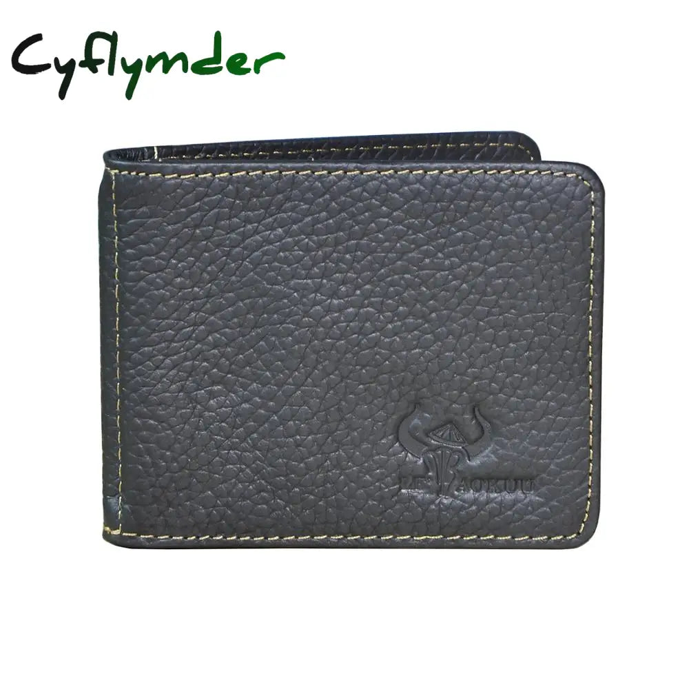 Cyflymder Male Genuine Leather Design Fashion Slim Wallet Front Pocket Money Clip Mini Bill Purse