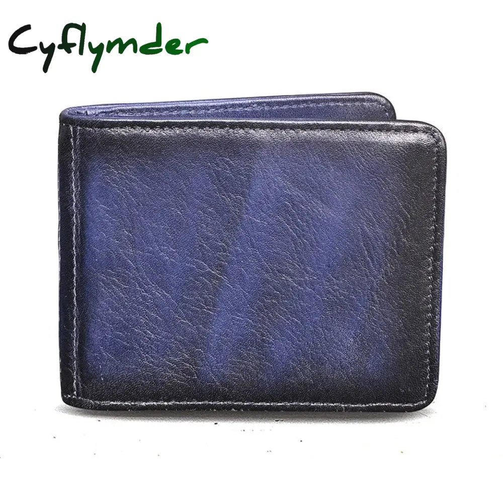 Cyflymder Male Genuine Leather Design Fashion Slim Wallet Front Pocket Money Clip Mini Bill Purse