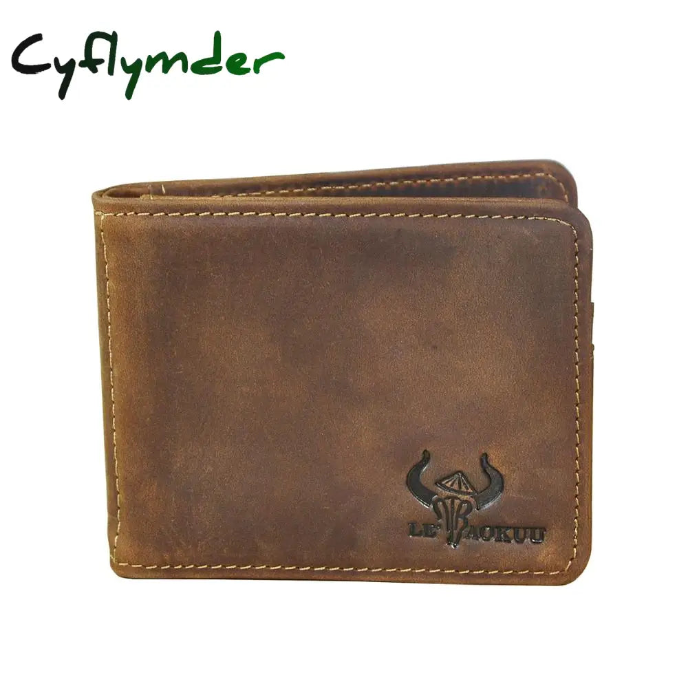 Cyflymder Male Genuine Leather Design Fashion Slim Wallet Front Pocket Money Clip Mini Bill Purse