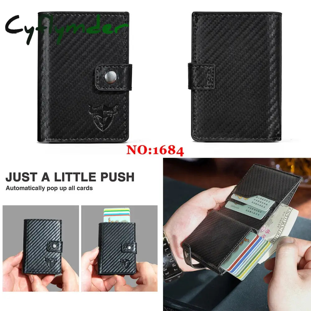 Cyflymder Male Genuine Leather Design Fashion Slim Wallet Front Pocket Money Clip Mini Purse For