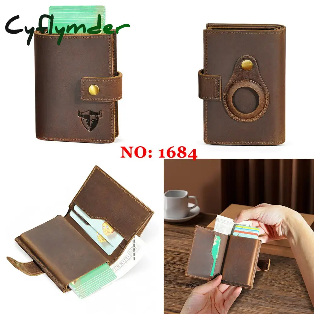 Cyflymder Male Genuine Leather Design Fashion Slim Wallet Front Pocket Money Clip Mini Purse For