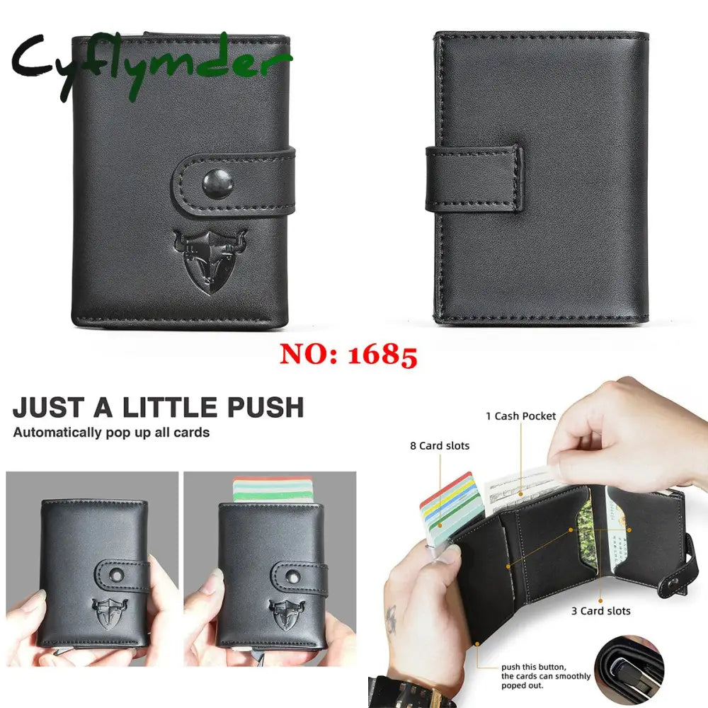 Cyflymder Male Genuine Leather Design Fashion Slim Wallet Front Pocket Money Clip Mini Purse For