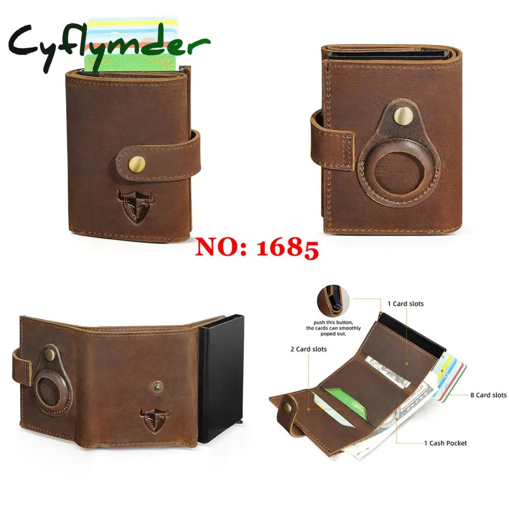 Cyflymder Male Genuine Leather Design Fashion Slim Wallet Front Pocket Money Clip Mini Purse For