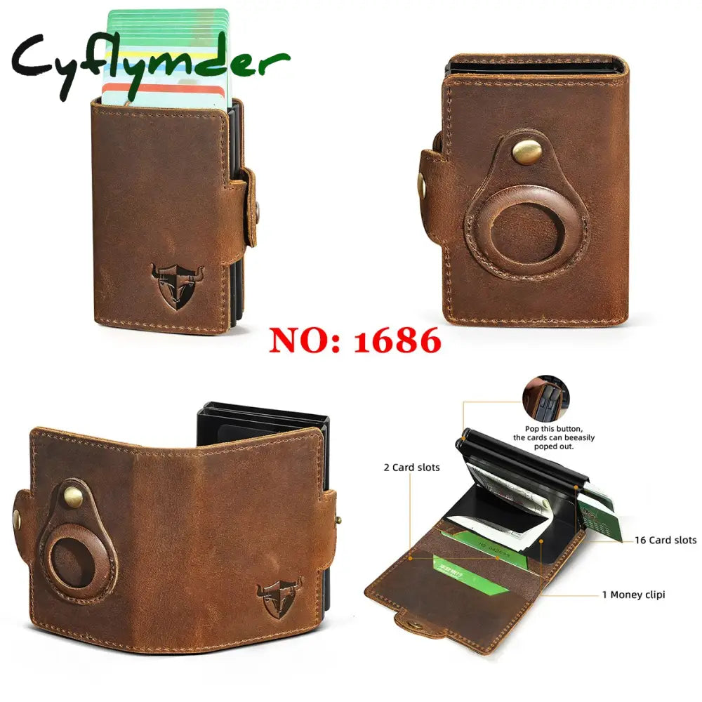 Cyflymder Male Genuine Leather Design Fashion Slim Wallet Front Pocket Money Clip Mini Purse For