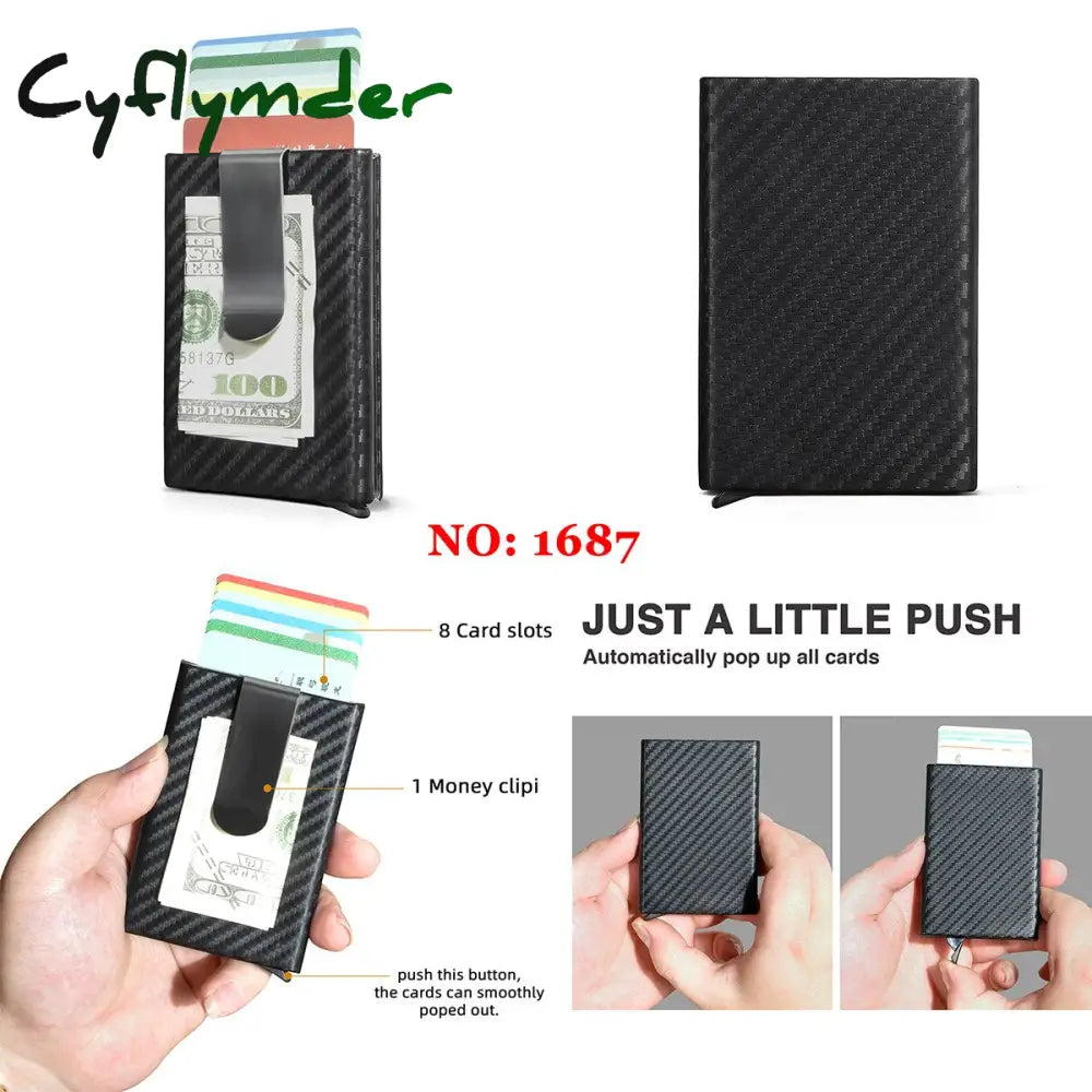 Cyflymder Male Genuine Leather Design Fashion Slim Wallet Front Pocket Money Clip Mini Purse For