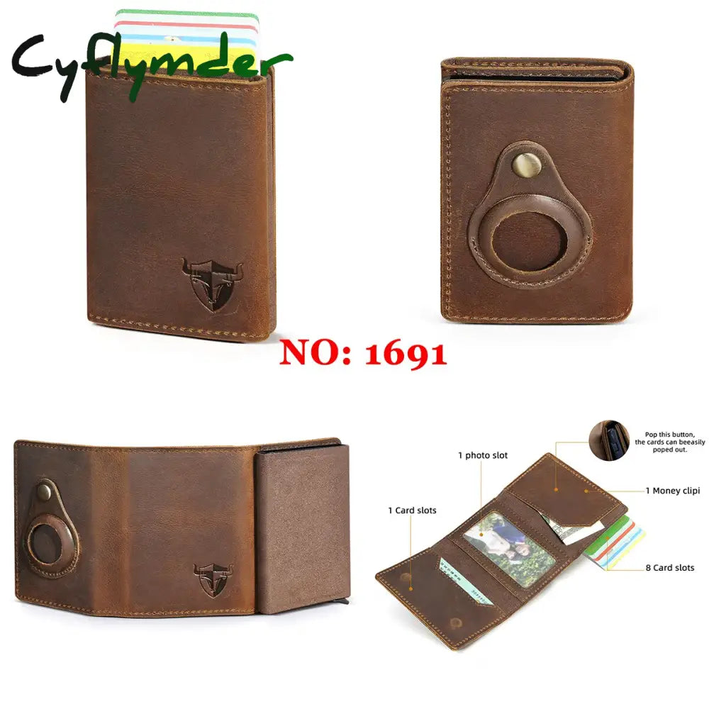 Cyflymder Male Genuine Leather Design Fashion Slim Wallet Front Pocket Money Clip Mini Purse For