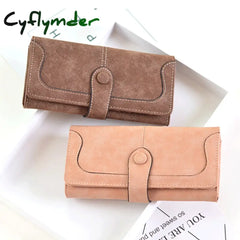 Cyflymder Many Departments Faux Suede Long Wallet Women Matte Leather Lady Purse High Quality