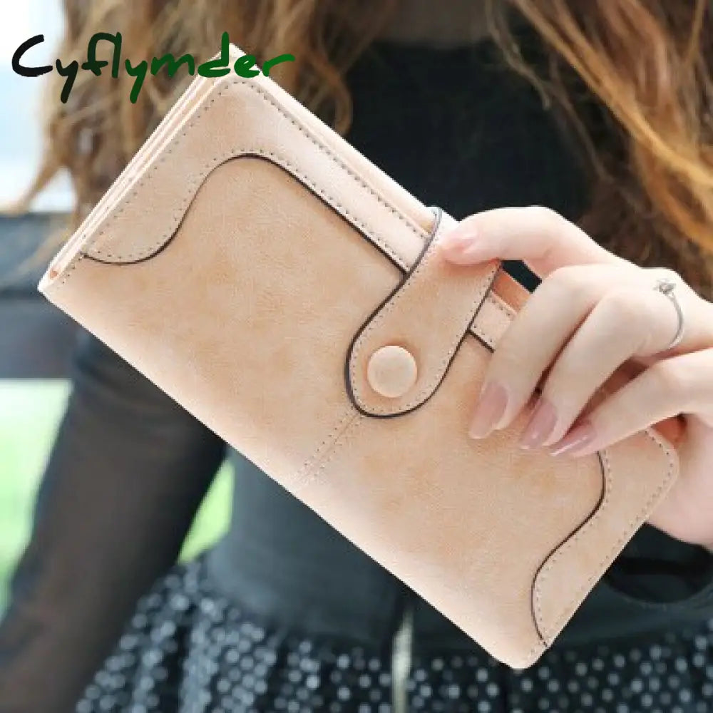 Cyflymder Many Departments Faux Suede Long Wallet Women Matte Leather Lady Purse High Quality