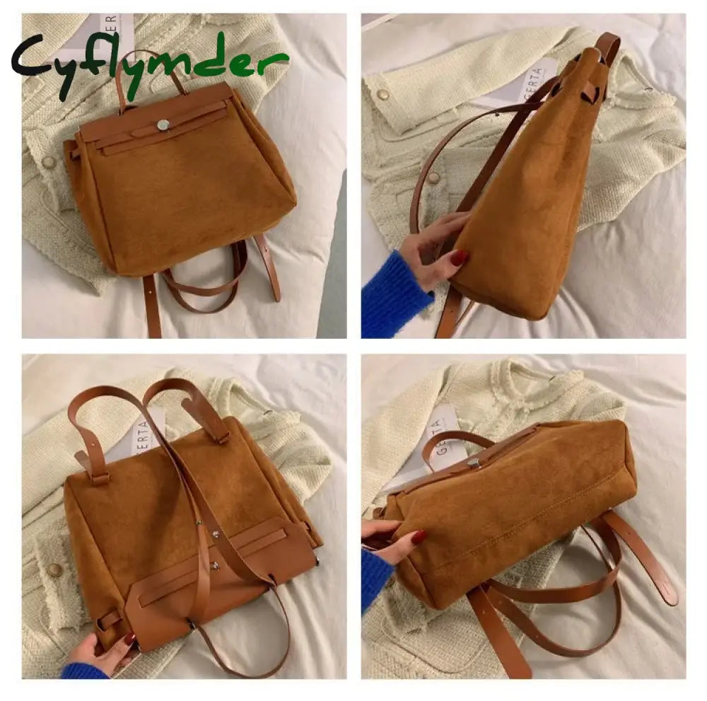 Cyflymder Matte Pu Leather Women Backpacks Large Multifunctional Female Shoulder Bag Student