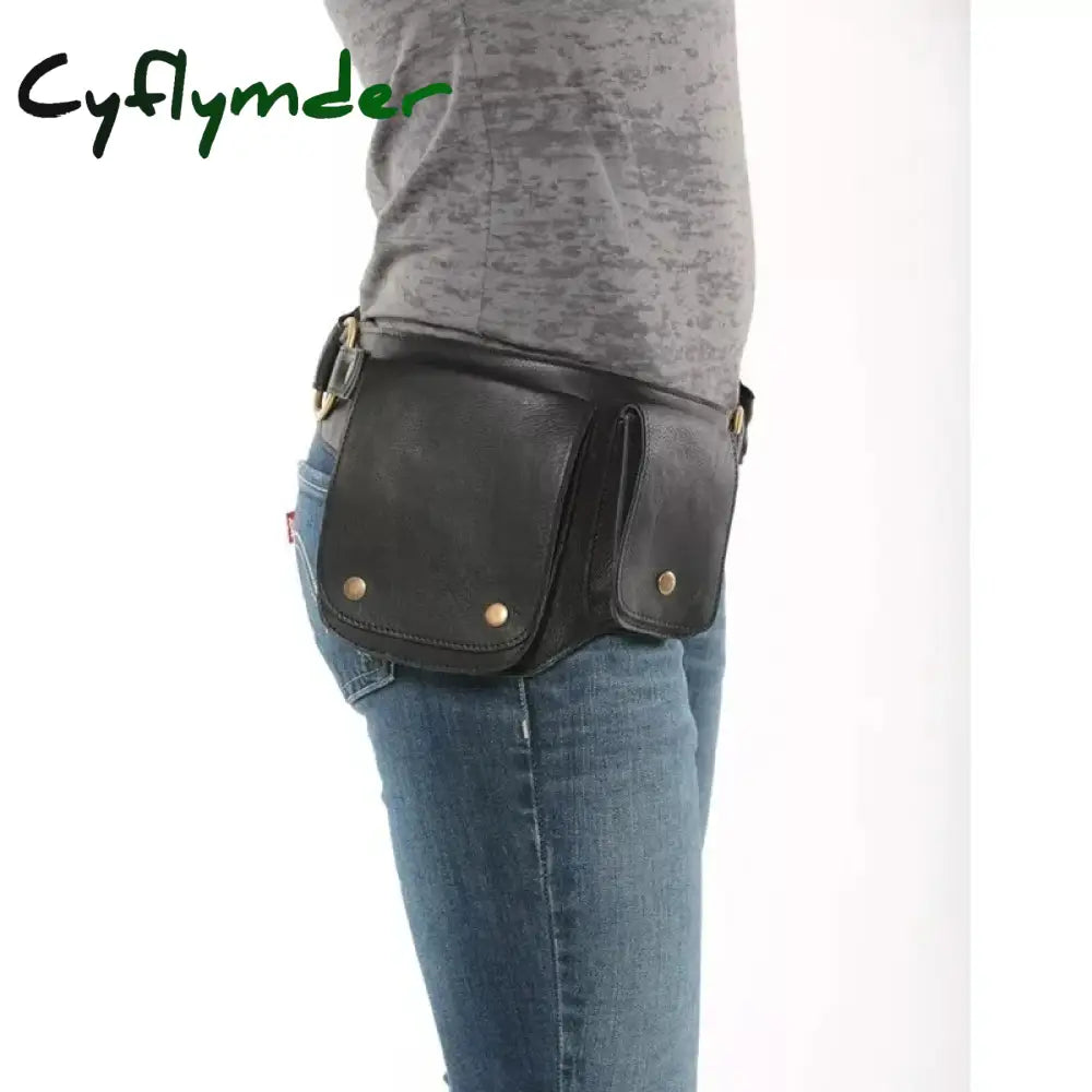 Cyflymder Medieval Adjustable Pu Leather Utility Belt Pocket Women Vintage Hip Bag Waist Pack