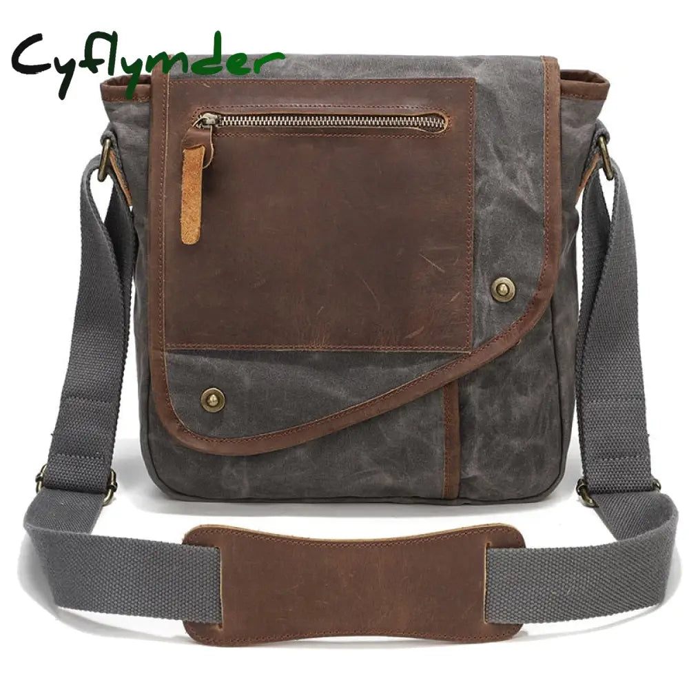 Cyflymder Men Anti Theft Travel Crossbody Bags Vintage Style Leather Sling Bag For Women Waxed