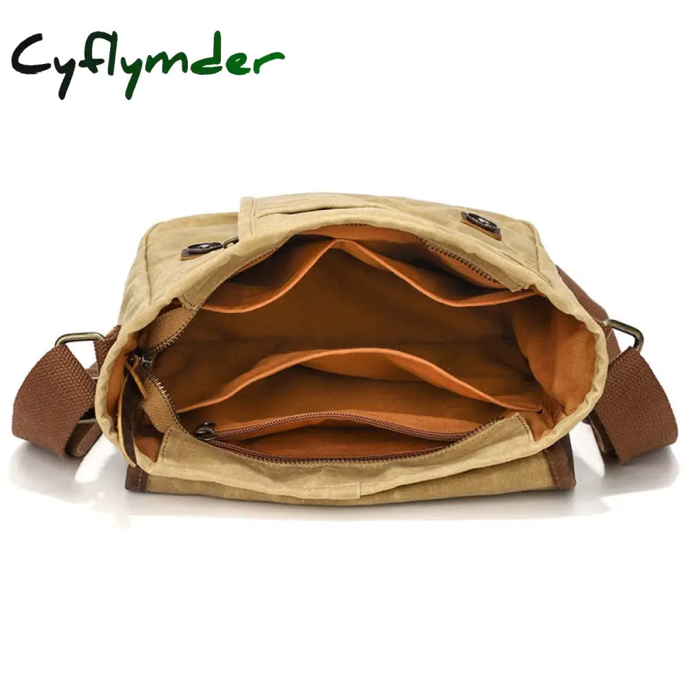 Cyflymder Men Anti Theft Travel Crossbody Bags Vintage Style Leather Sling Bag For Women Waxed