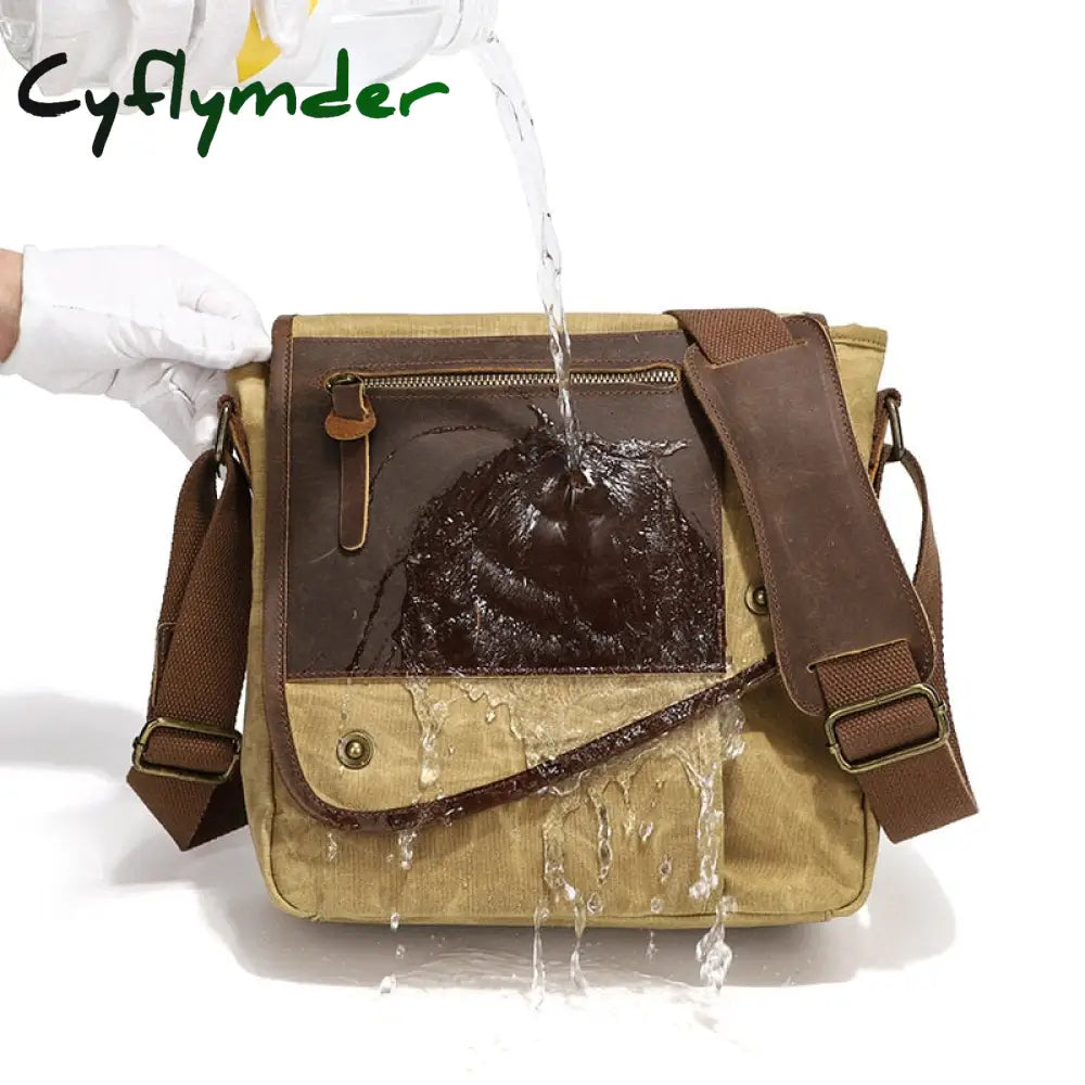 Cyflymder Men Anti Theft Travel Crossbody Bags Vintage Style Leather Sling Bag For Women Waxed