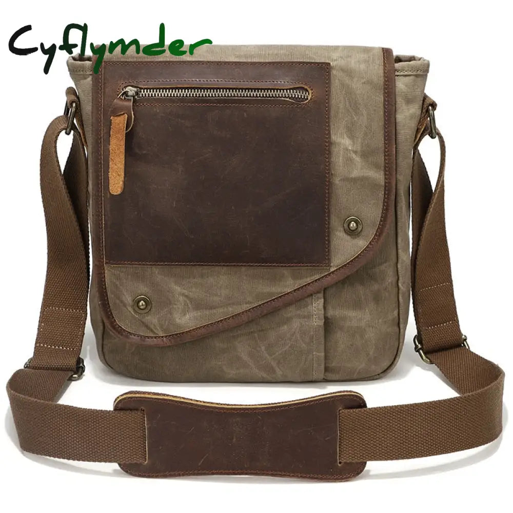 Cyflymder Men Anti Theft Travel Crossbody Bags Vintage Style Leather Sling Bag For Women Waxed