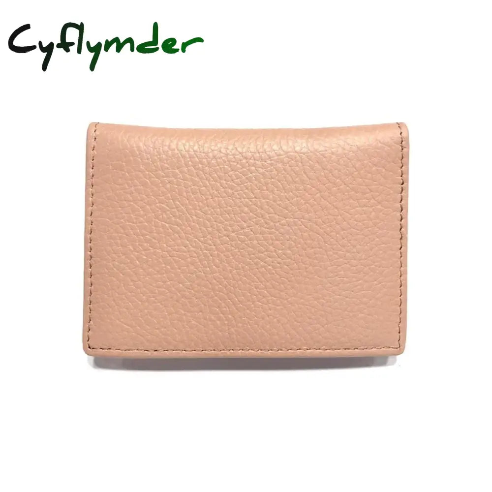 Cyflymder Men Cow Genuine Leather Business Card Holder Women Bifold Credit Case Fashion Coin Purse