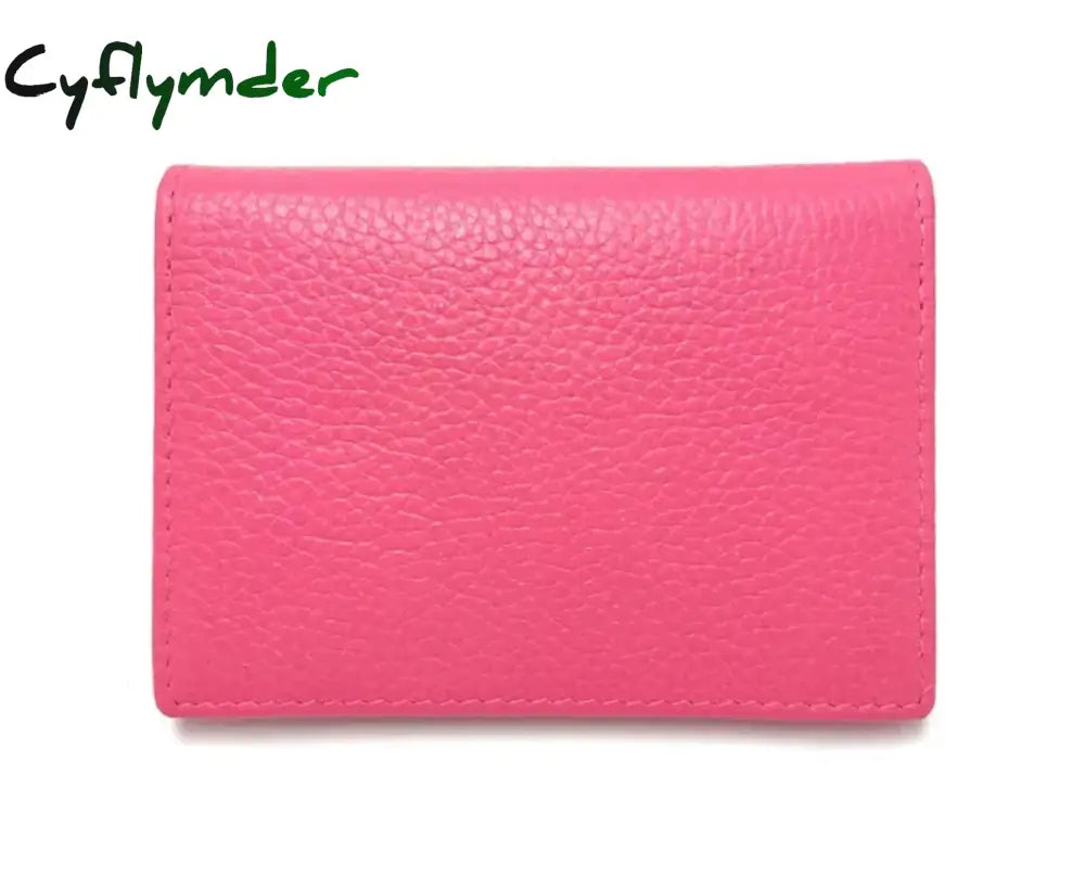 Cyflymder Men Cow Genuine Leather Business Card Holder Women Bifold Credit Case Fashion Coin Purse