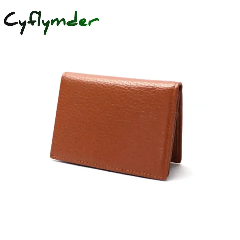 Cyflymder Men Cow Genuine Leather Business Card Holder Women Bifold Credit Case Fashion Coin Purse