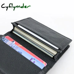 Cyflymder Men Cow Genuine Leather Business Card Holder Women Bifold Credit Case Fashion Coin Purse