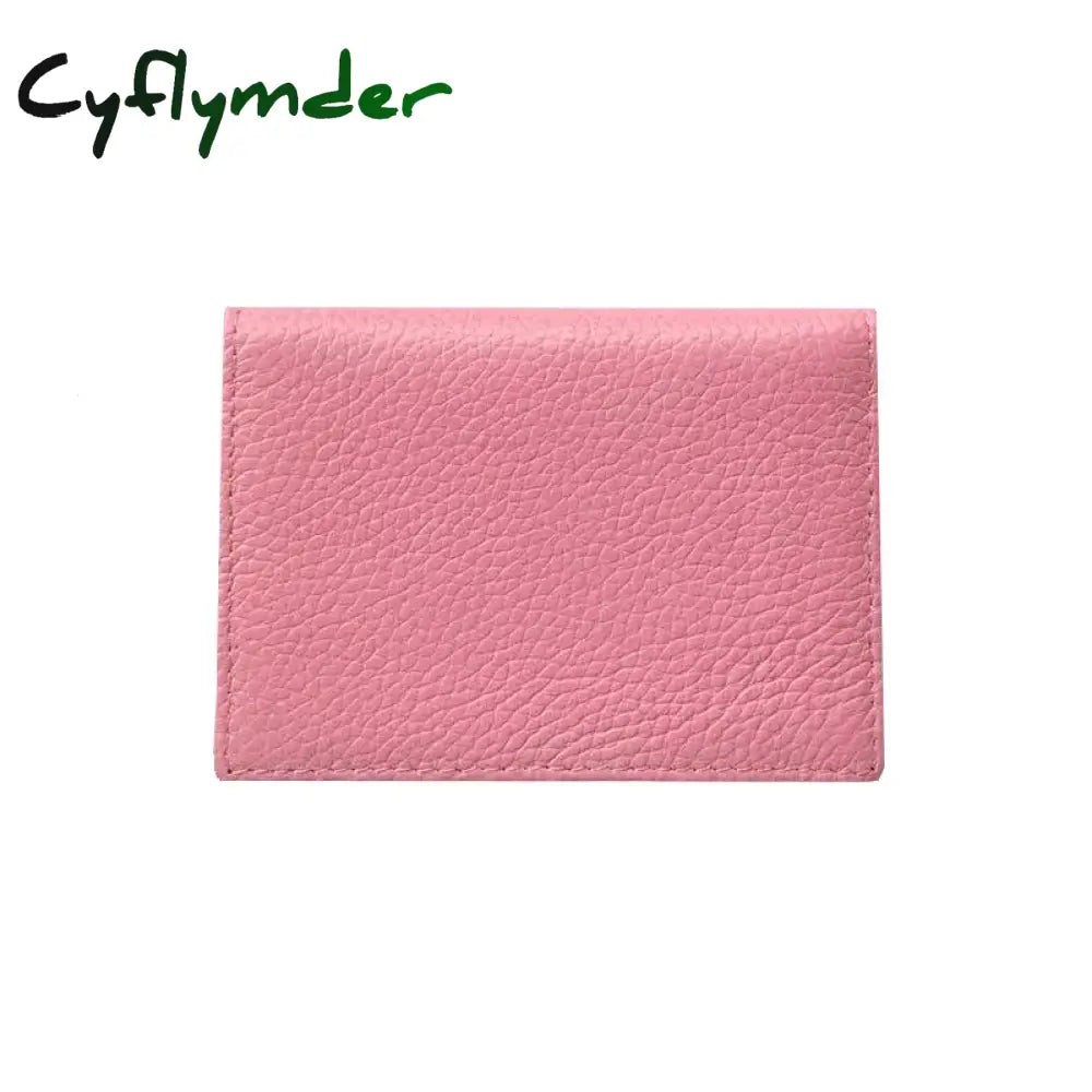 Cyflymder Men Cow Genuine Leather Business Card Holder Women Bifold Credit Case Fashion Coin Purse