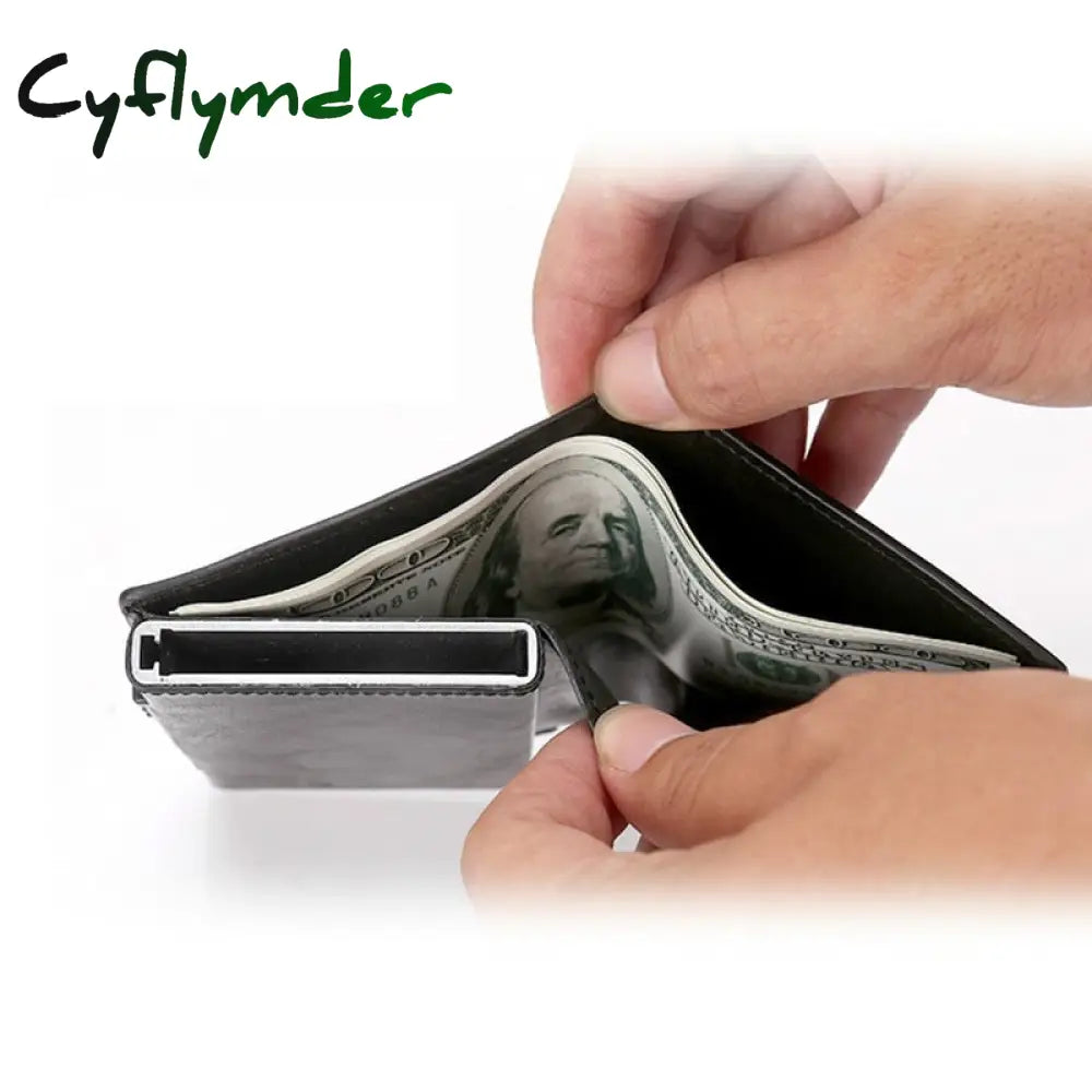 Cyflymder Men Credit Card Holders Fashion Business Rfid Aluminium Case Automatic Bank Purse Smart