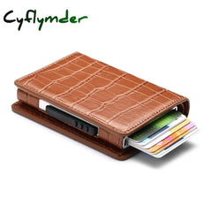 Cyflymder Men Credit Card Holders Fashion Business Rfid Aluminium Case Automatic Bank Purse Smart