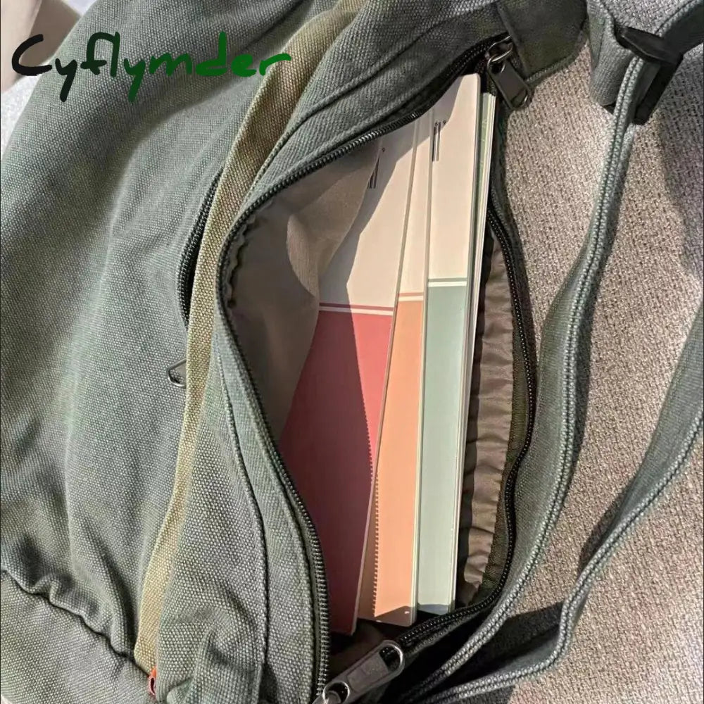 Cyflymder Men Crossbody Bags Retro Cargo Harajuku Shoulder All-Match Large Capacity Satchels School