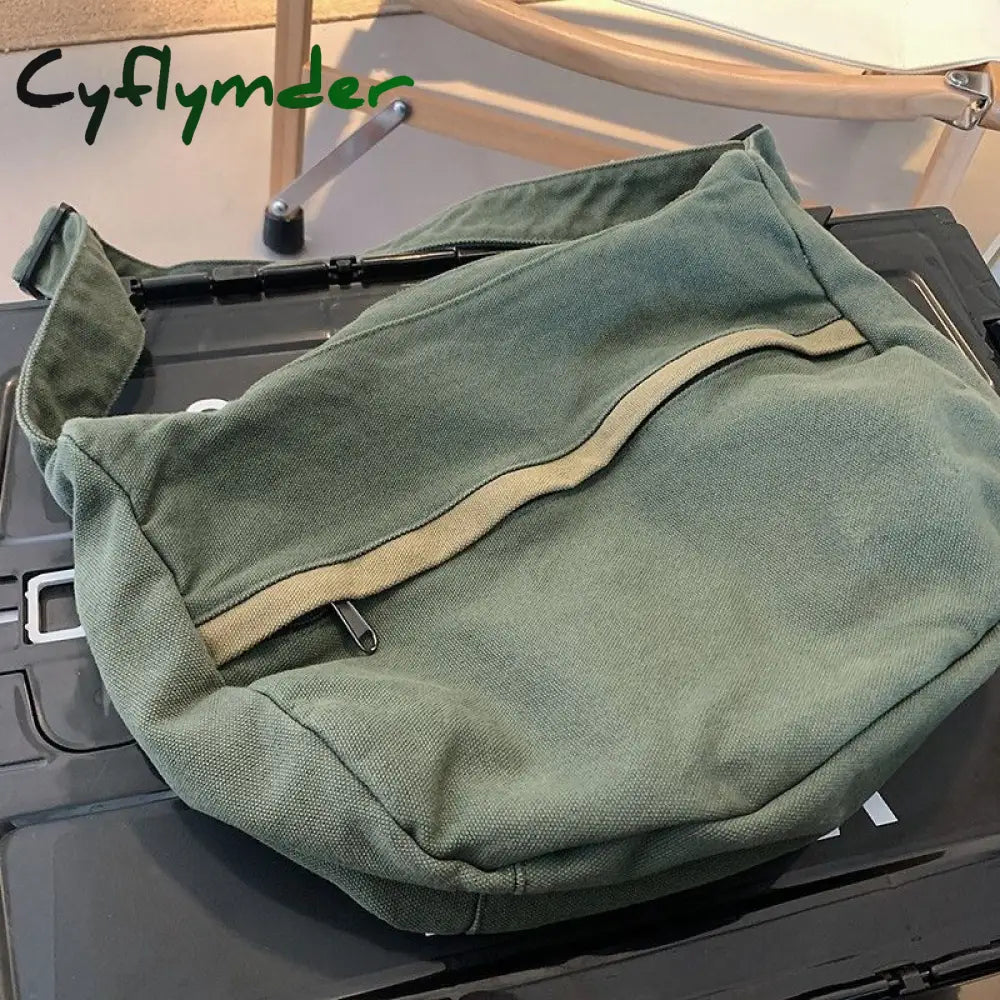 Cyflymder Men Crossbody Bags Retro Cargo Harajuku Shoulder All-Match Large Capacity Satchels School