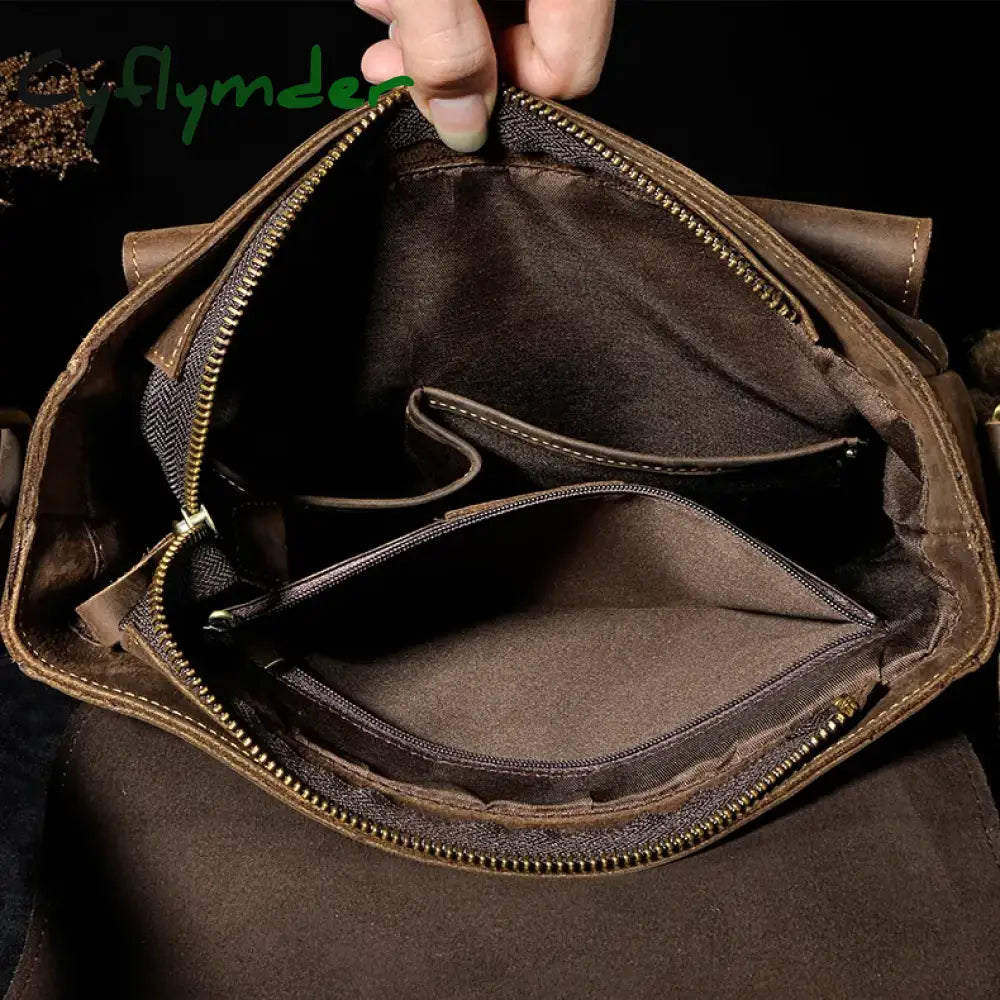 Cyflymder Men Fashion Shoulder Crossbody Messenger Bag Real Leather Designer Mochila University