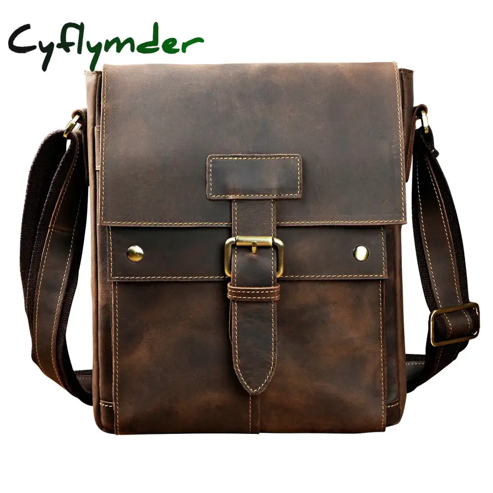 Cyflymder Men Fashion Shoulder Crossbody Messenger Bag Real Leather Designer Mochila University