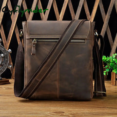 Cyflymder Men Fashion Shoulder Crossbody Messenger Bag Real Leather Designer Mochila University