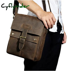 Cyflymder Men Fashion Shoulder Crossbody Messenger Bag Real Leather Designer Mochila University