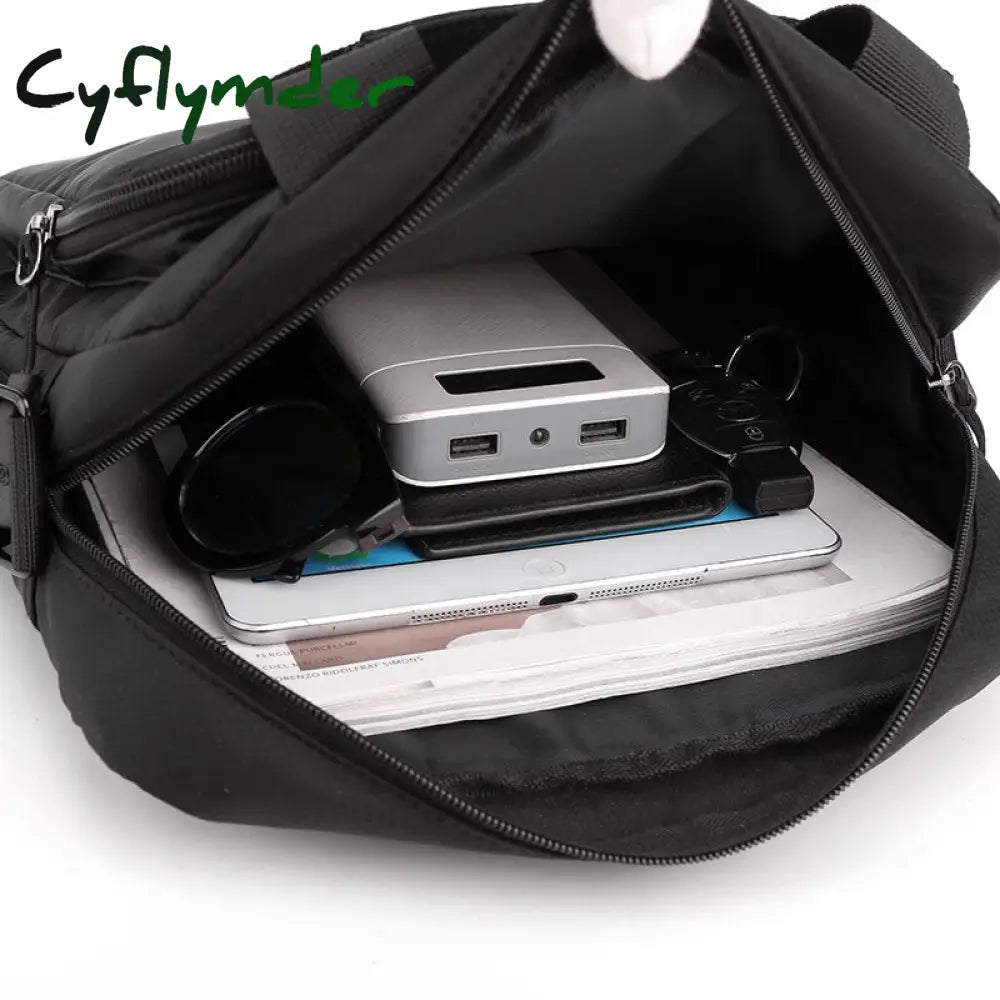 Cyflymder Men Handbags Casual Leather Laptop Bags Male Business Travel Messenger Men’s Crossbody