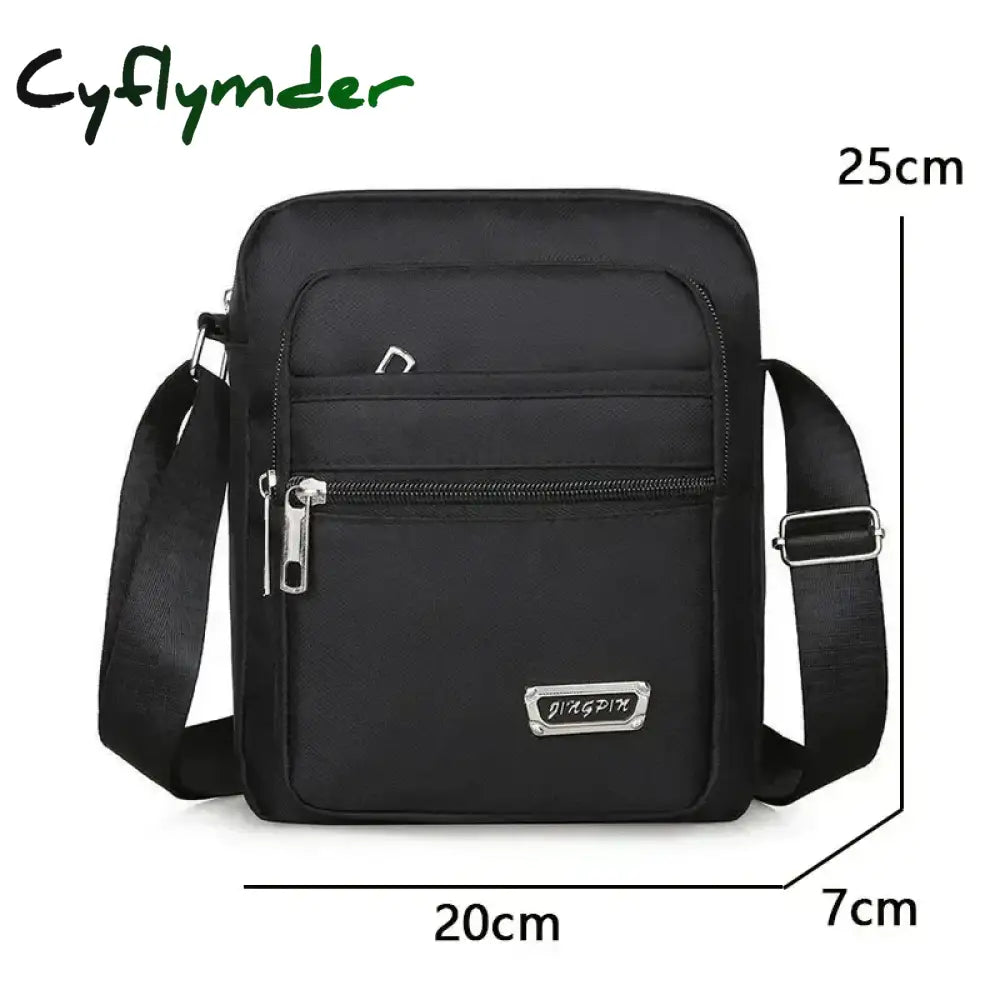 Cyflymder Men Nylon Shoulder Bag Messenger Bag Casual Waterproof Nylon Zipper Pocket Handbag Fashion Tote Travel Male