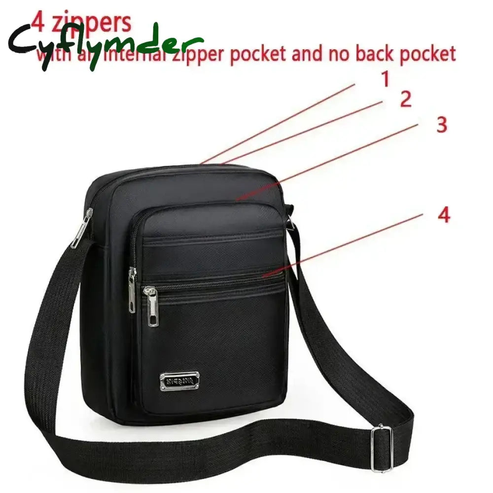 Cyflymder Men Nylon Shoulder Bag Messenger Bag Casual Waterproof Nylon Zipper Pocket Handbag Fashion Tote Travel Male