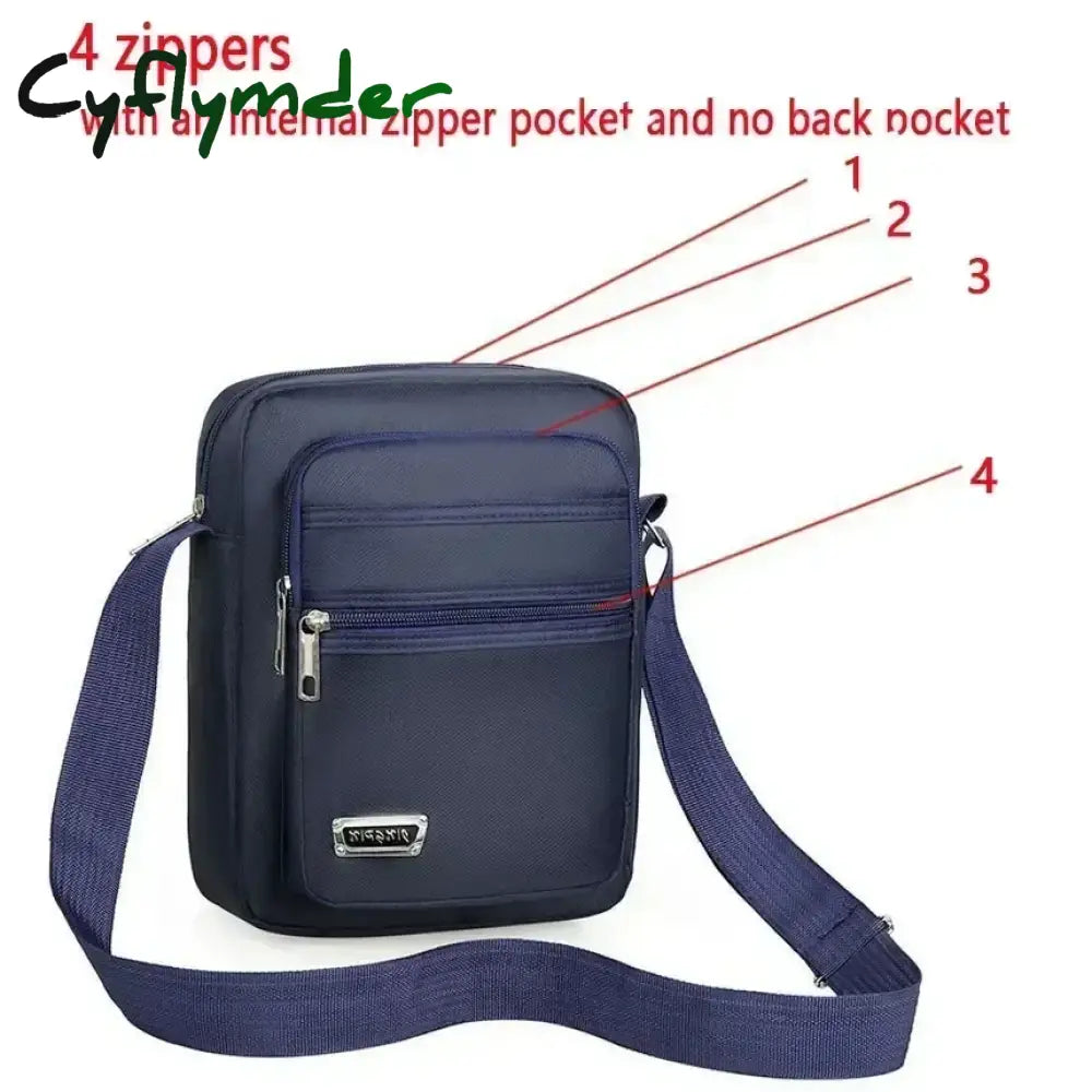 Cyflymder Men Nylon Shoulder Bag Messenger Bag Casual Waterproof Nylon Zipper Pocket Handbag Fashion Tote Travel Male