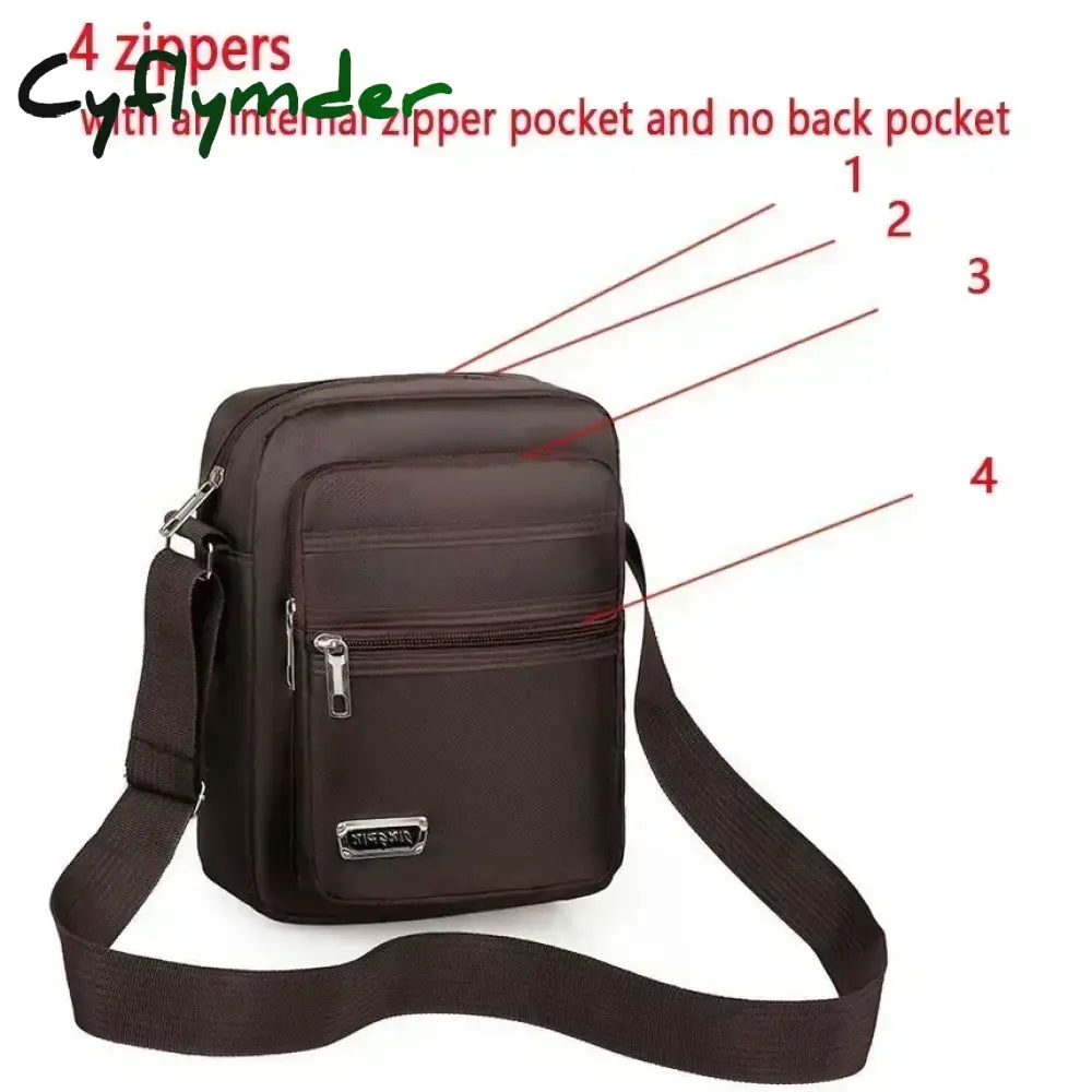 Cyflymder Men Nylon Shoulder Bag Messenger Bag Casual Waterproof Nylon Zipper Pocket Handbag Fashion Tote Travel Male