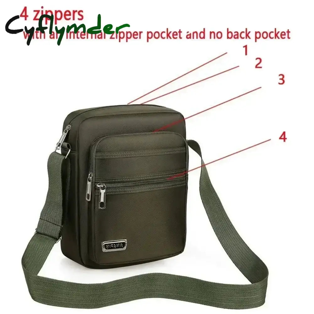 Cyflymder Men Nylon Shoulder Bag Messenger Bag Casual Waterproof Nylon Zipper Pocket Handbag Fashion Tote Travel Male