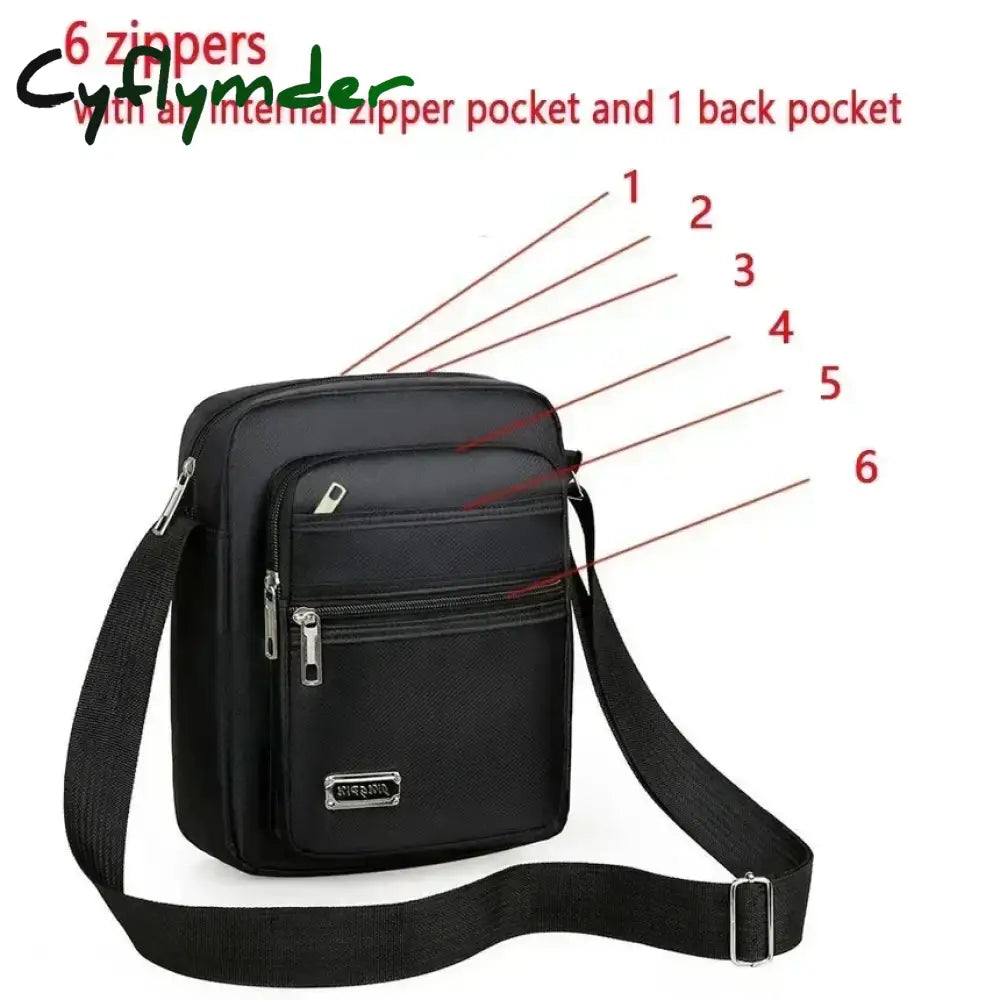 Cyflymder Men Nylon Shoulder Bag Messenger Bag Casual Waterproof Nylon Zipper Pocket Handbag Fashion Tote Travel Male