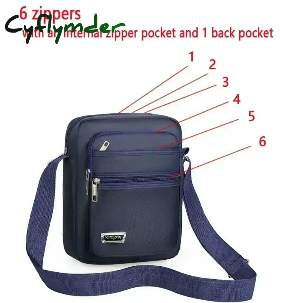 Cyflymder Men Nylon Shoulder Bag Messenger Bag Casual Waterproof Nylon Zipper Pocket Handbag Fashion Tote Travel Male