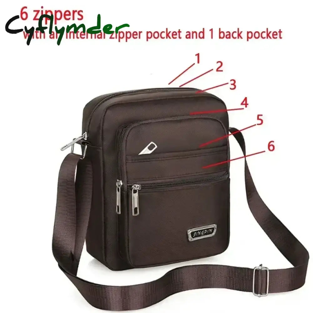 Cyflymder Men Nylon Shoulder Bag Messenger Bag Casual Waterproof Nylon Zipper Pocket Handbag Fashion Tote Travel Male