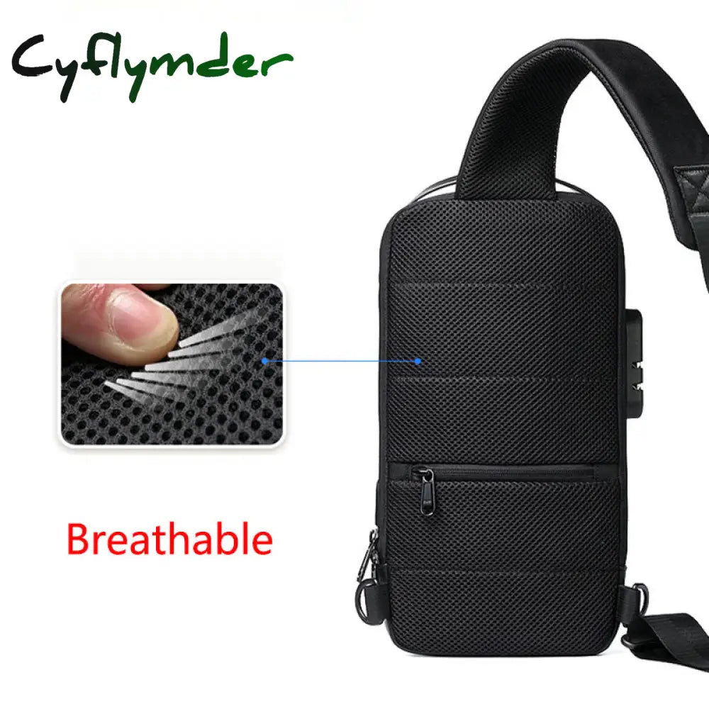 Cyflymder Men Oxford Sling Backpack Rucksack Knapsack Bags With Usb Charge Port Anti-Theft Travel