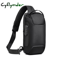 Cyflymder Men Oxford Sling Backpack Rucksack Knapsack Bags With Usb Charge Port Anti-Theft Travel