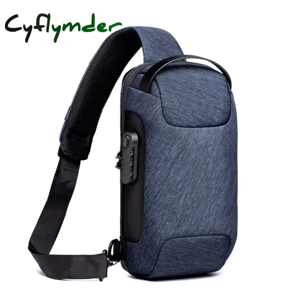 Cyflymder Men Oxford Sling Backpack Rucksack Knapsack Bags With Usb Charge Port Anti-Theft Travel